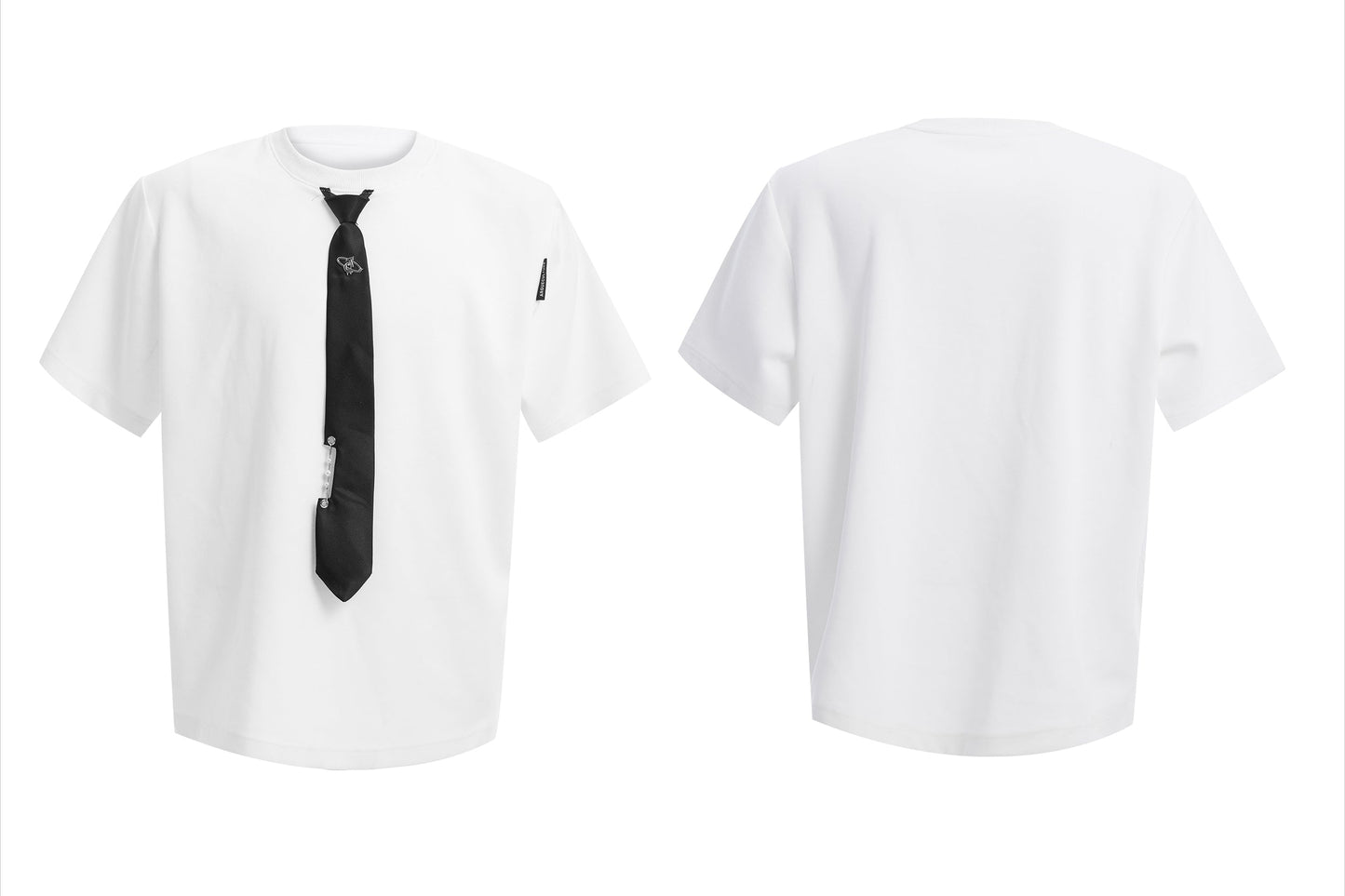 White Oversized T-shirt Black Tie