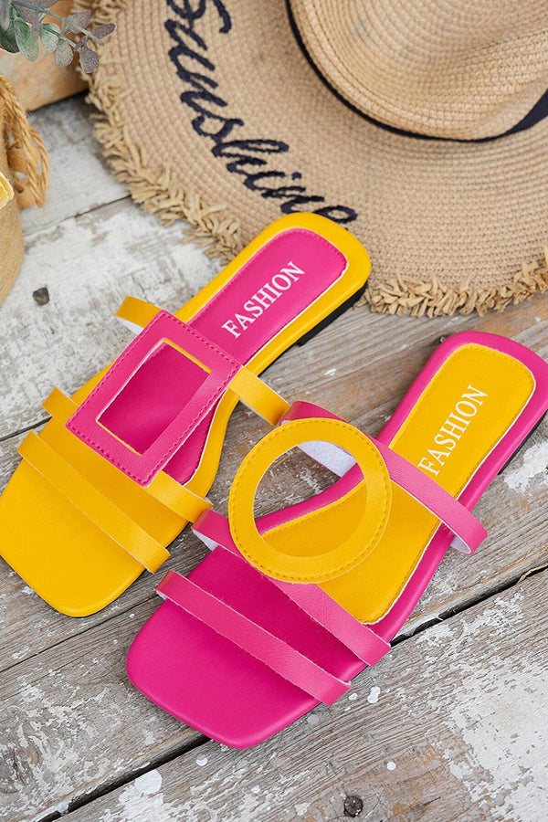 Fashionable and Color-blocked Simple Flat Sandals