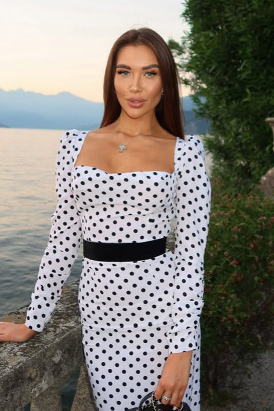 Polka Dot Mermaid Hem Maxi Dress