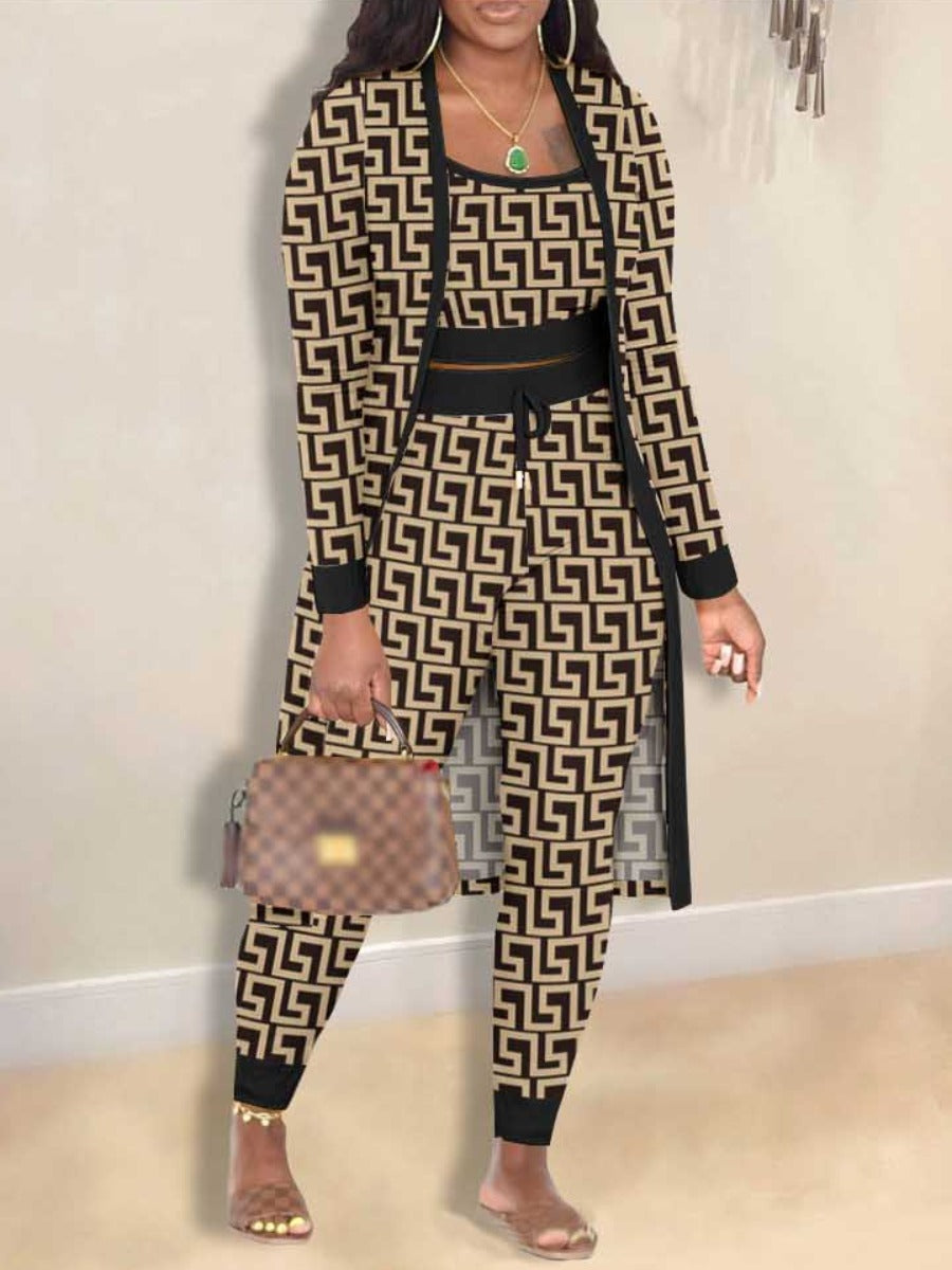 Cami Leopard Print Drawstring Three Piece Pants Set Bo3024