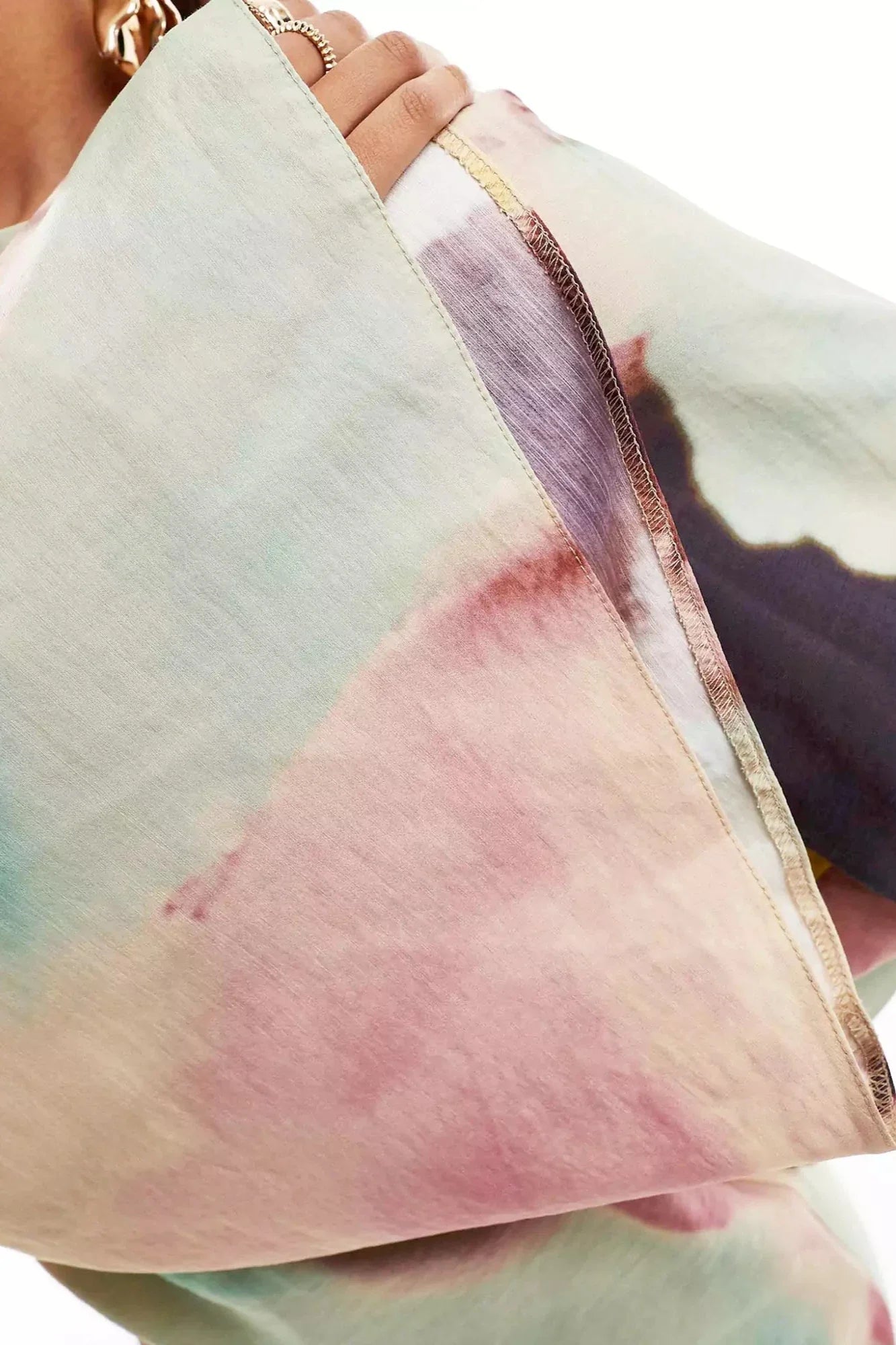 Abstract Watercolor Print Ultra-long Dress
