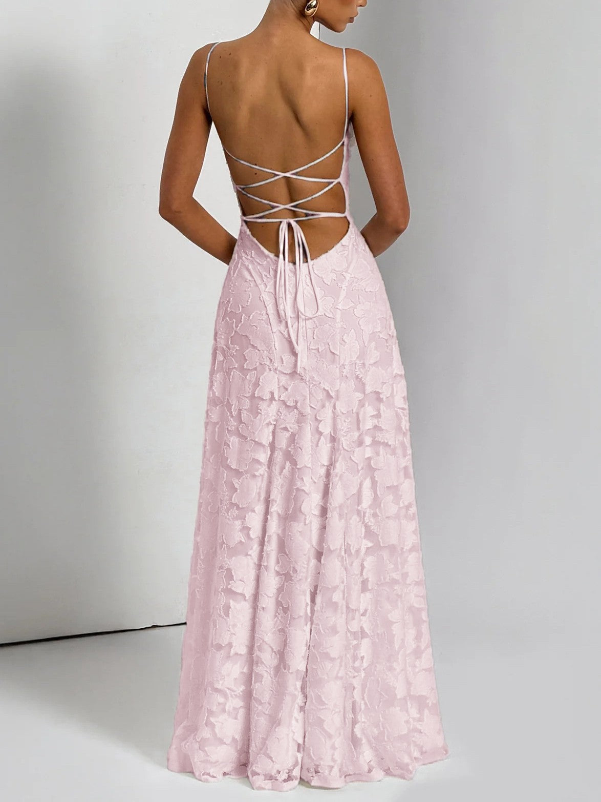 Thea - Textured Elegance Jacquard Maxi Dress