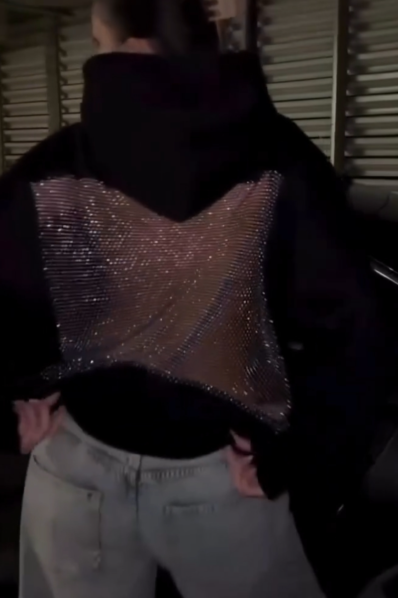 Hooded Hollow Mesh Sweatshirt