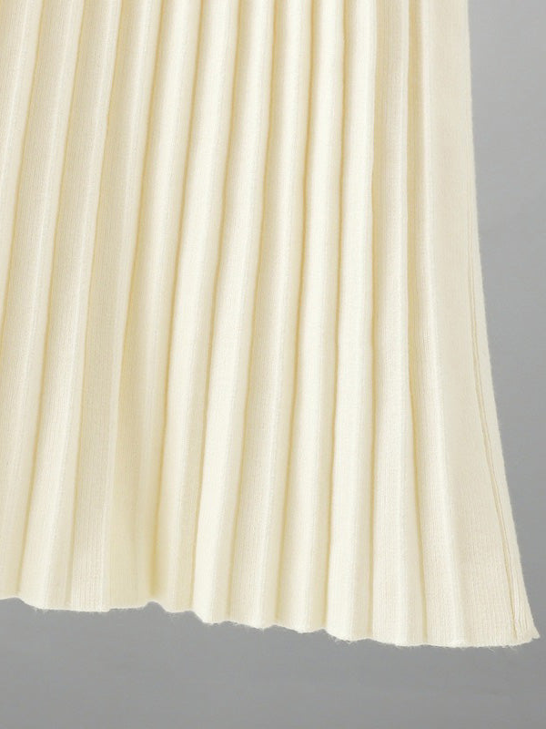 Stylish Long Sleeves High Waisted Pleated Color Half Turtleneck Sweater Dresses