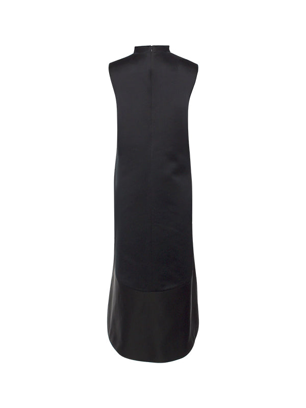 A-line High-low Color Split-joint Zipper Round-neck Maxi Dresses