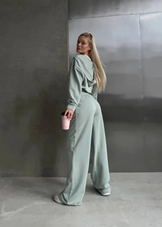 Pink Breeze - Hooded Zip-up Two-piece Set