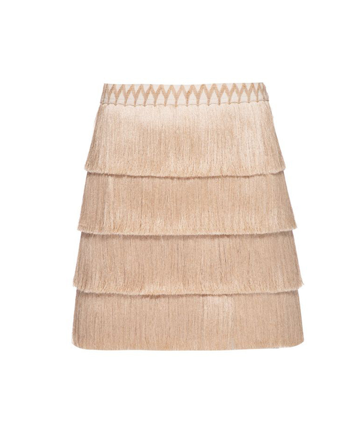 V-neck Fringe Beach Fringed Color Bikini Swimsuit and Skirt