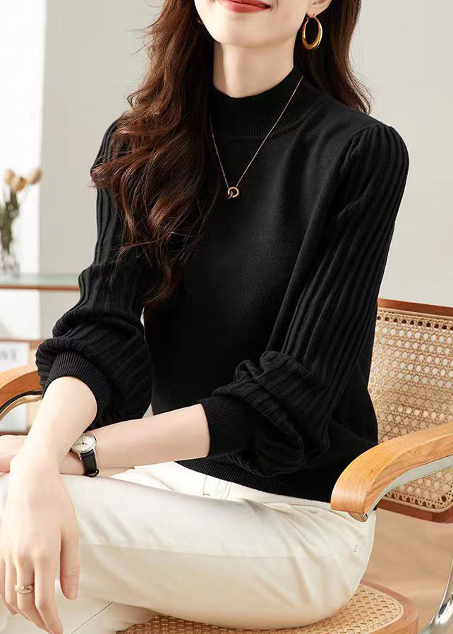 New Black Turtleneck Knit Sweaters Fall Qx032