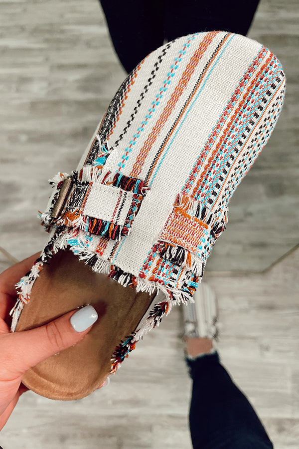 Fashionable Printed Raw Edge Flat Shoes