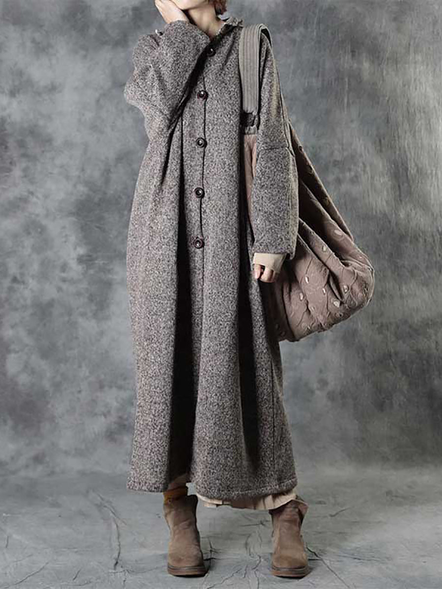 Winter Plaid Spliced Wool Long Cardigan Coat Ah1091