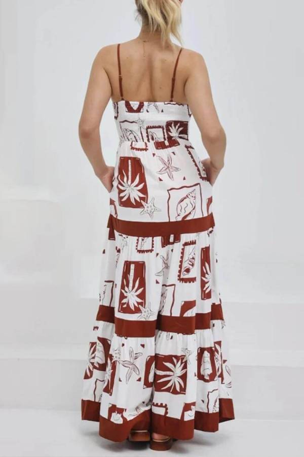 Ruffled With Print Maxi Dress