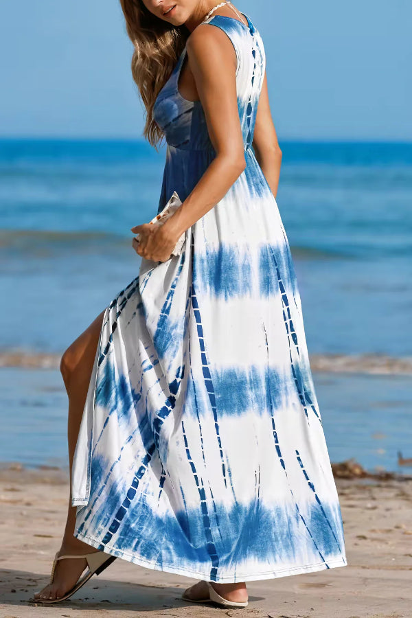 Slate & Snow Tie-dve Twist Front Maxi Dress