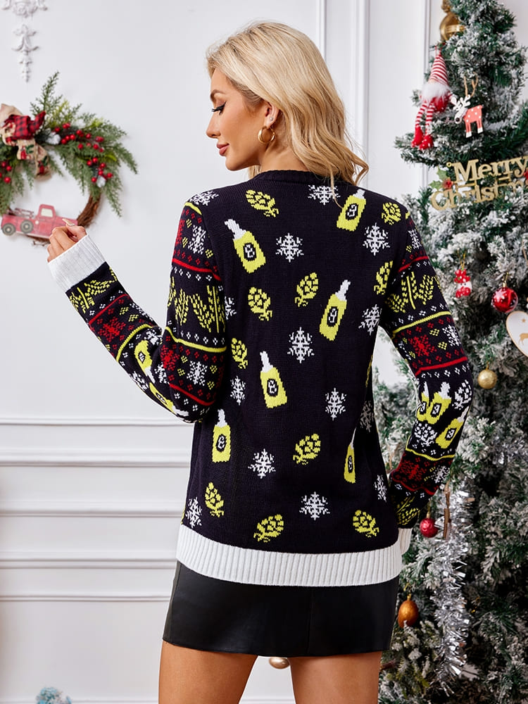 Crewneck Knit Sweater – Santa Claus Enjoying a Beer