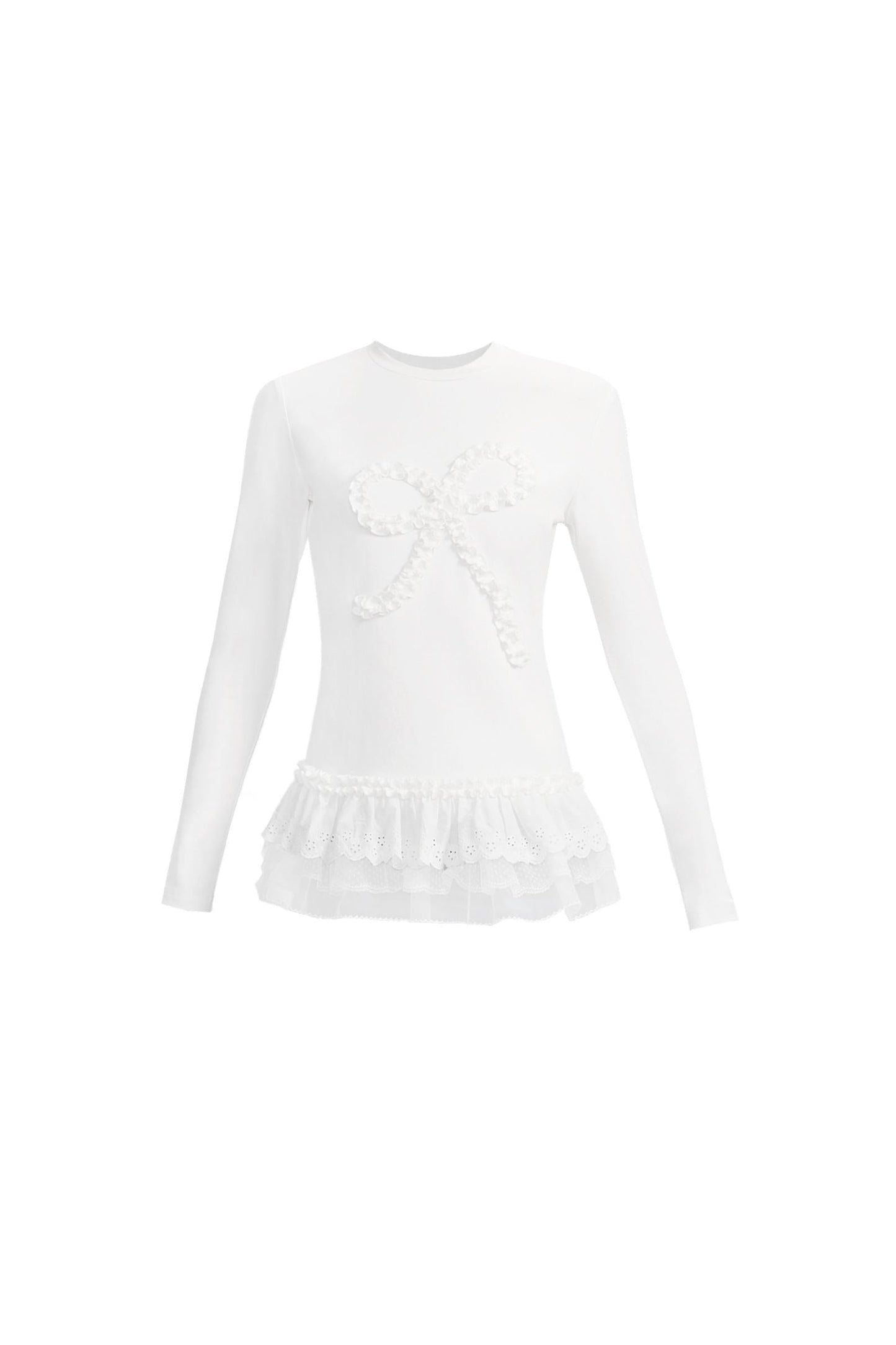 Ruffle Bow Lace Trim Sweater