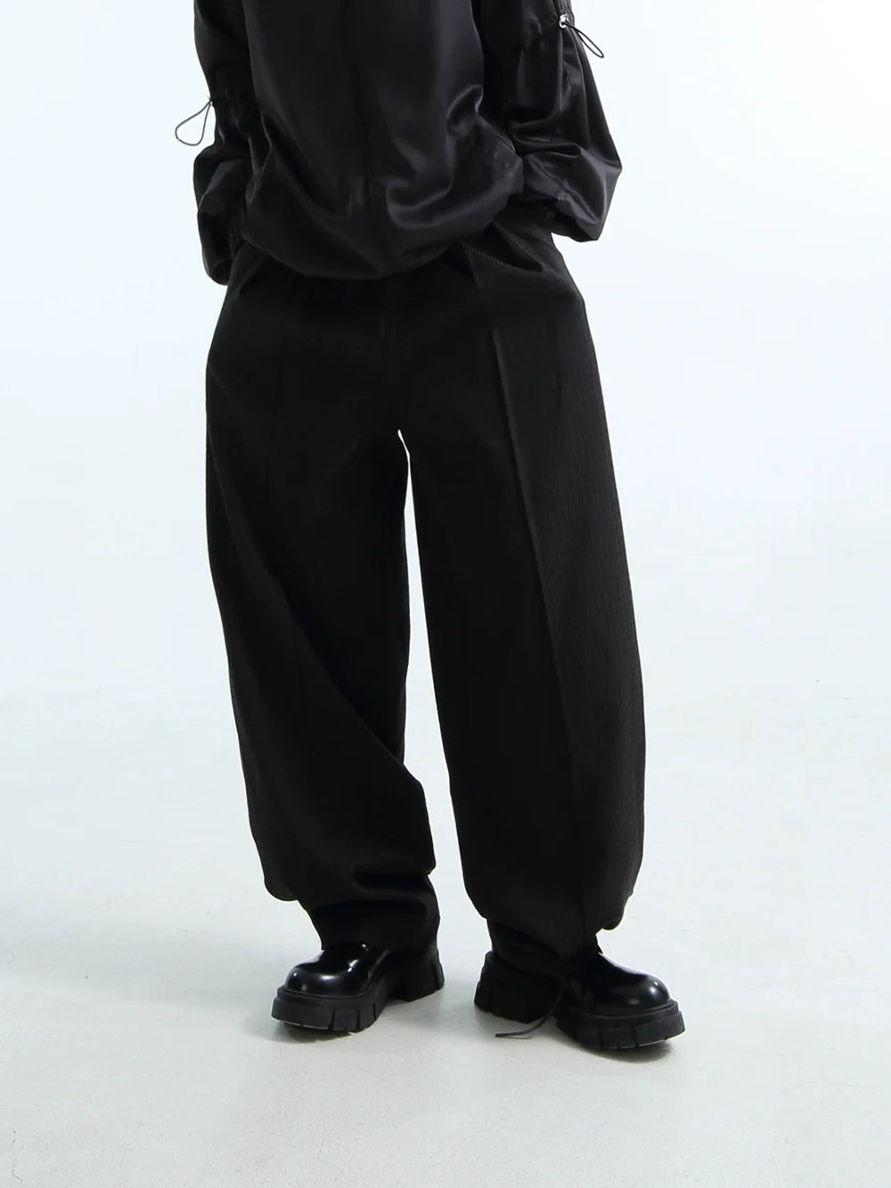 Texture-print Wide Leg Corduroy Pants