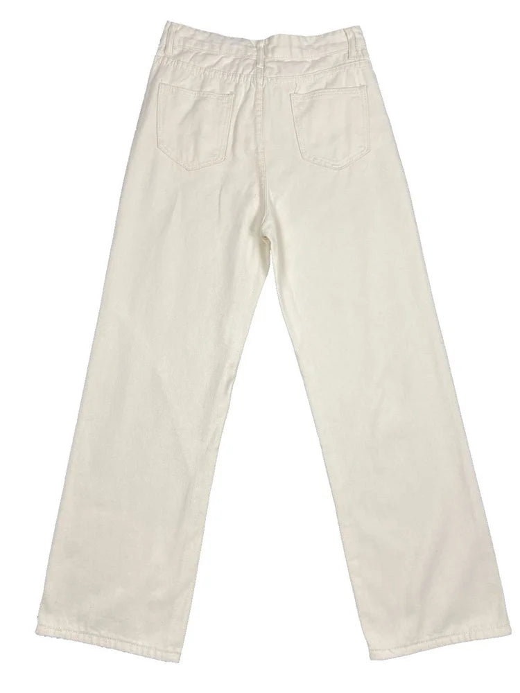 High Waist for Straight Legg Slim Summer Straight High Street Sweatpants Pocket Denim Trousers