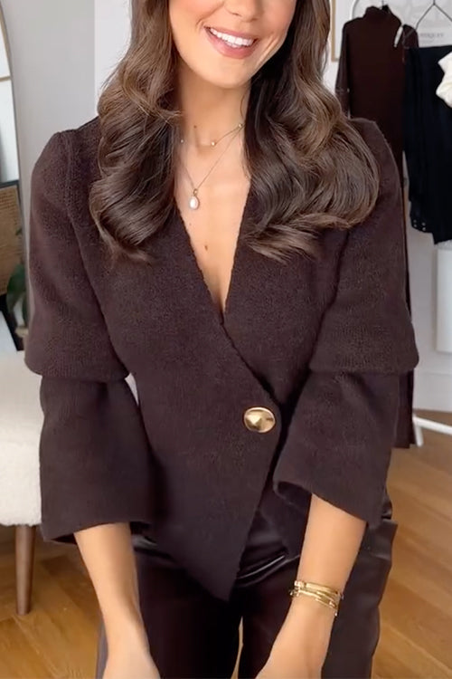 V Neck Button Up Sweater Cardigan