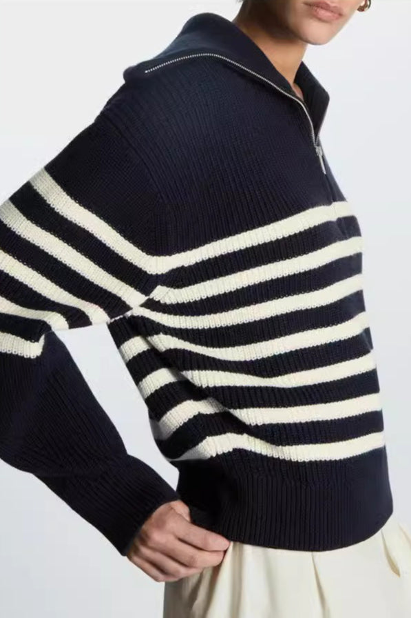 Wool Blend Open Collar Sweater