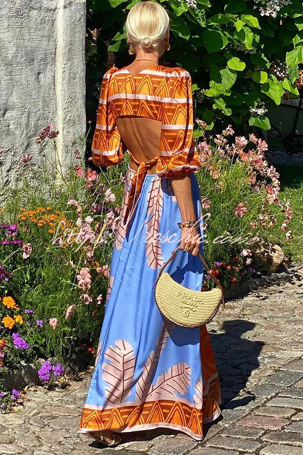 Style Unique Printed Backless Strappy Maxi Dress