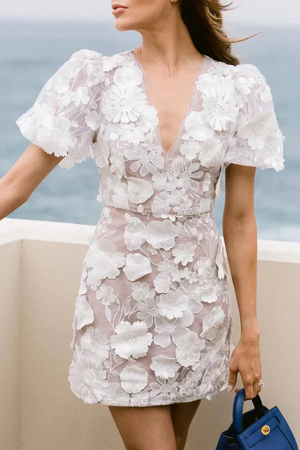 Hazel - Mini Dress With Puff Sleeves