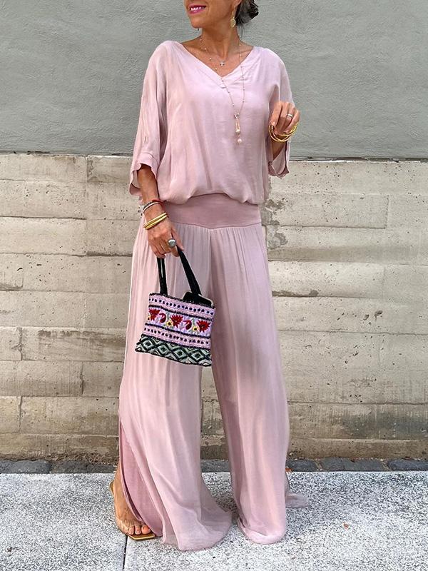 Esmeralda – Chiffon Wide-leg Pants Two-piece Set