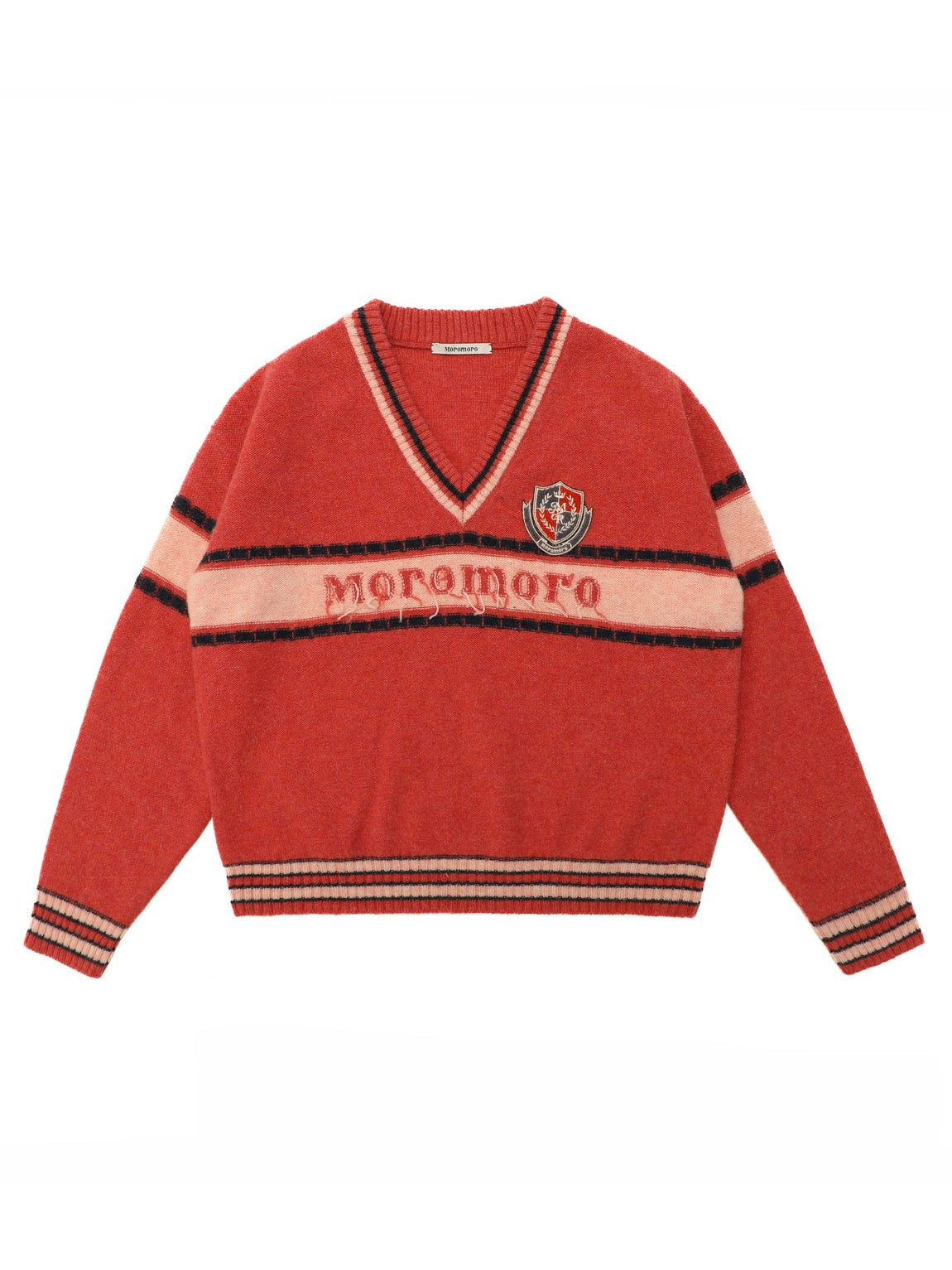 Retro Border Knit V-neck Sweater