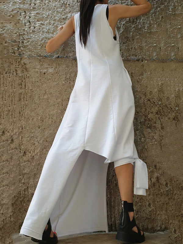 Loose Color Boat Neck Maxi Dresses