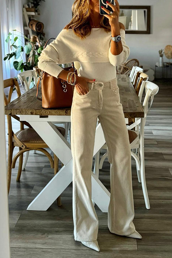 Off-the-shoulder Slim Fit Sweater With Bateau Collar