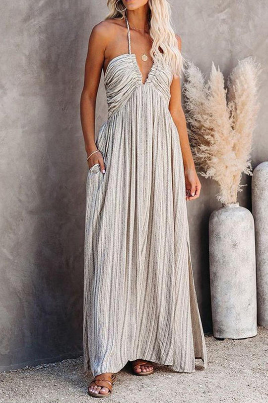 Renesmae Pocketed Halter Maxi Dress