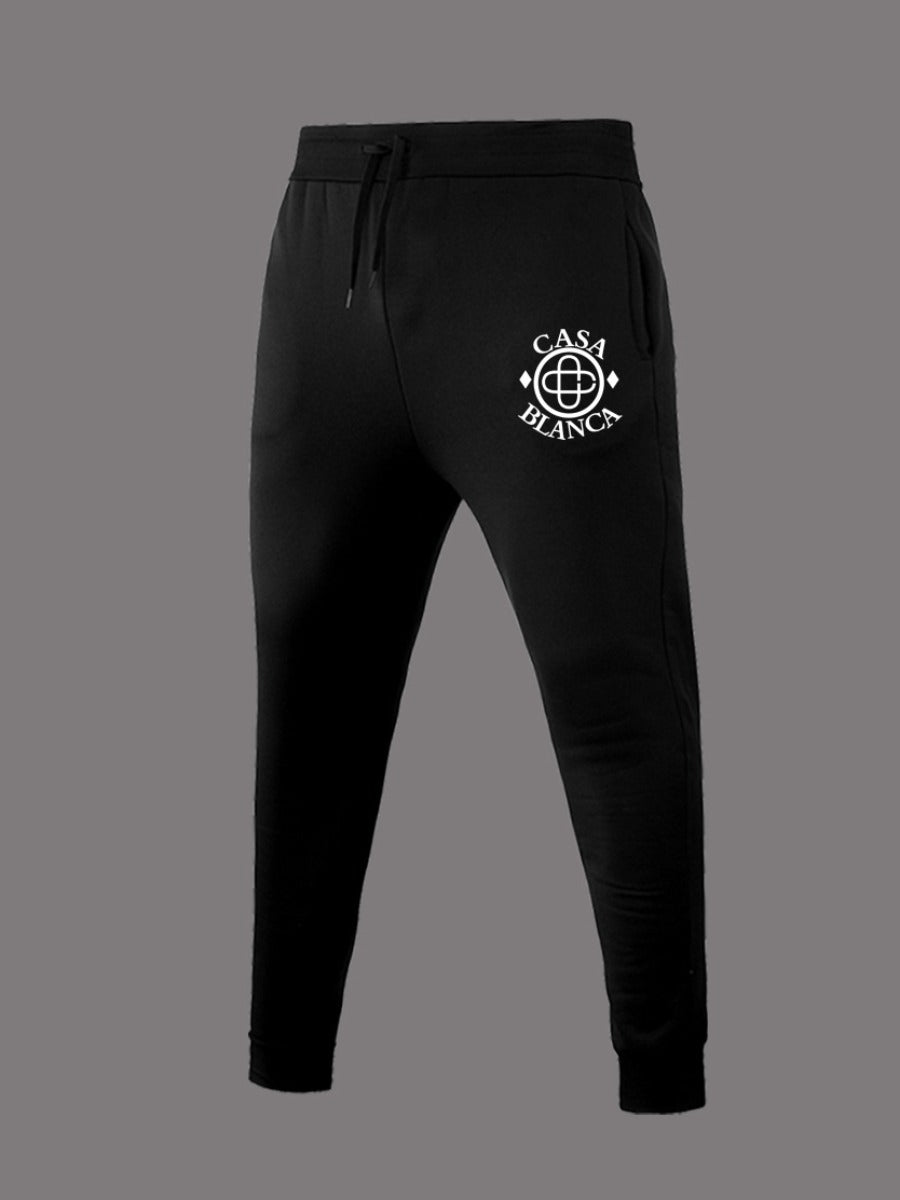 Letter Print Drawstring Sweatpants At8037