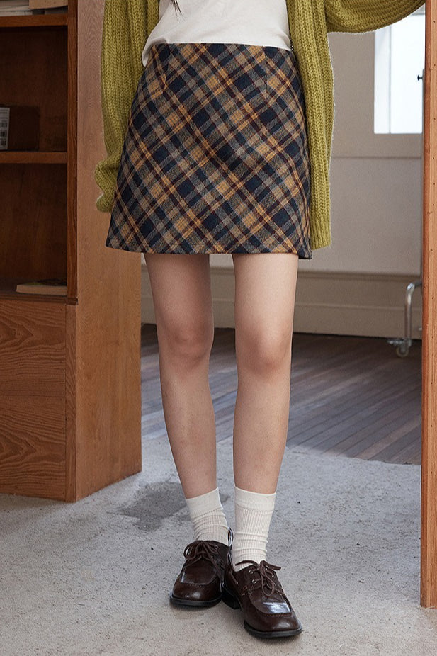 High-waist Plaid Pencil Skirt