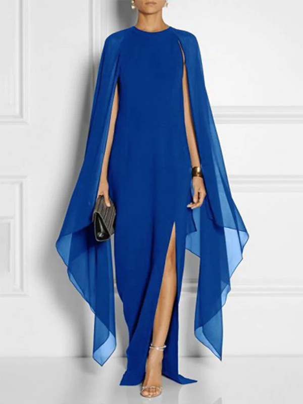 Loose Color Round-neck Maxi Dresses