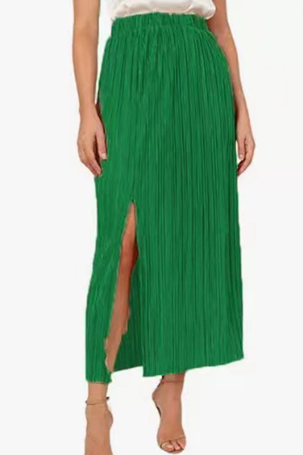 Slit Slimming Mid Waist Pack Hip Mid Skirt