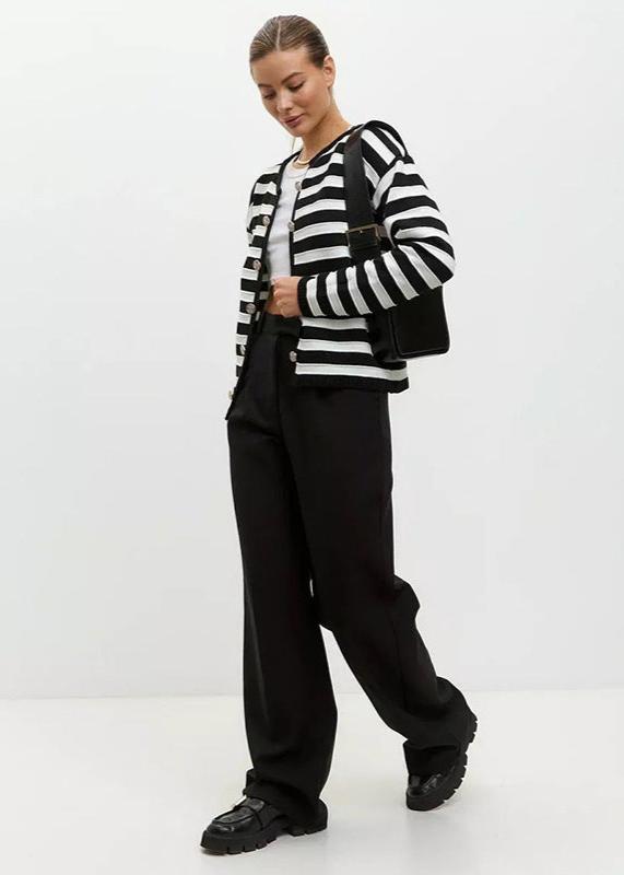 Stripe Button-up Knit Cardigan