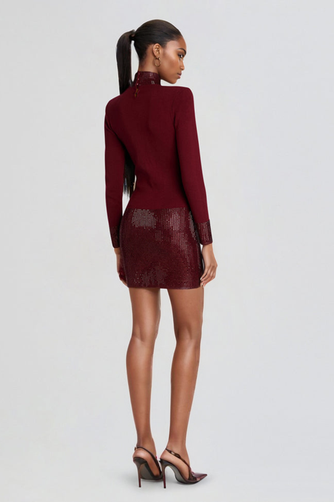 Frances Embellished Diamond High Neck Mini Dress