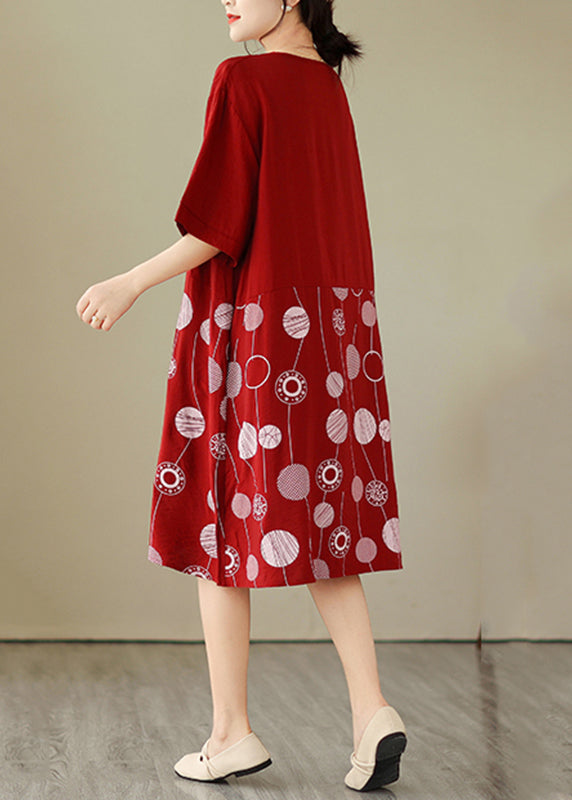 Art Red Dot Patchwork Maxi Dress Summer Gh1068