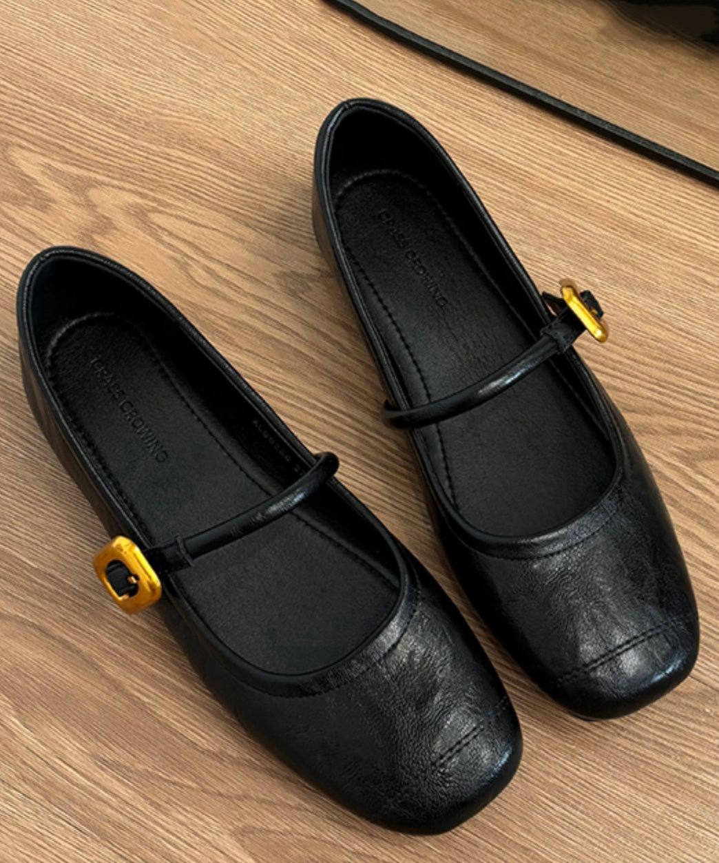 Splicing Black for Cowhide Leather Shoes Flat