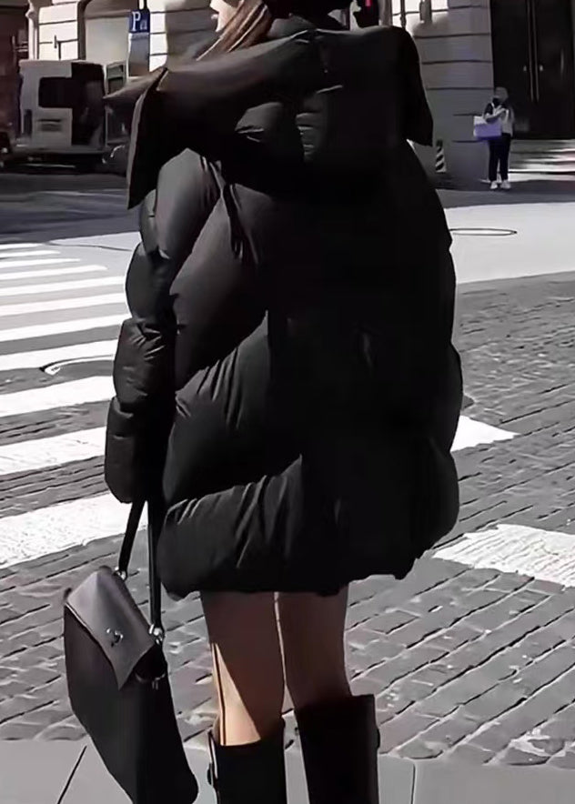 Black Pockets Duck Down Winter Coats Hooded Wq034