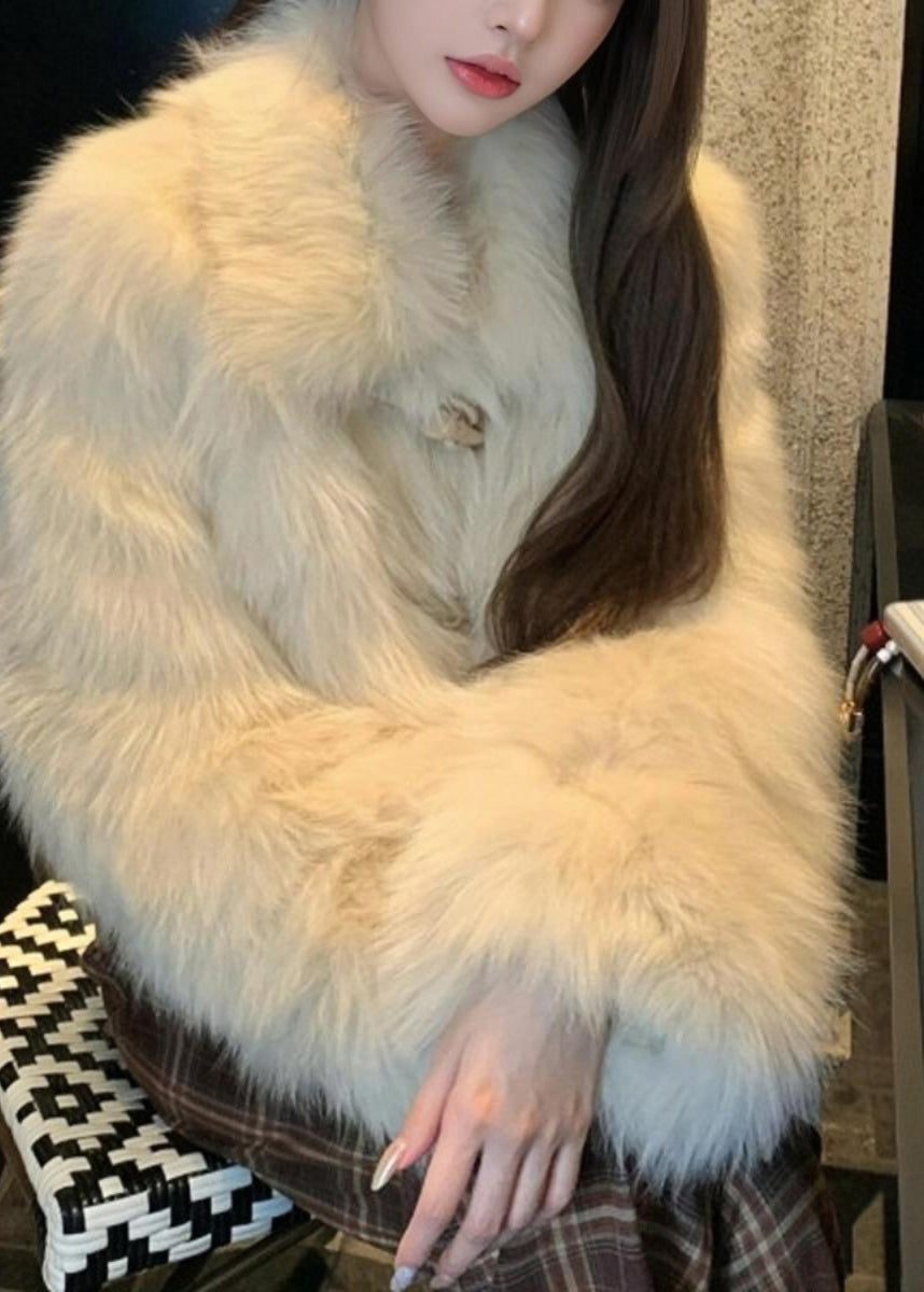 Apricot Patchwork Button Mink Hair Coat Winter Ty018