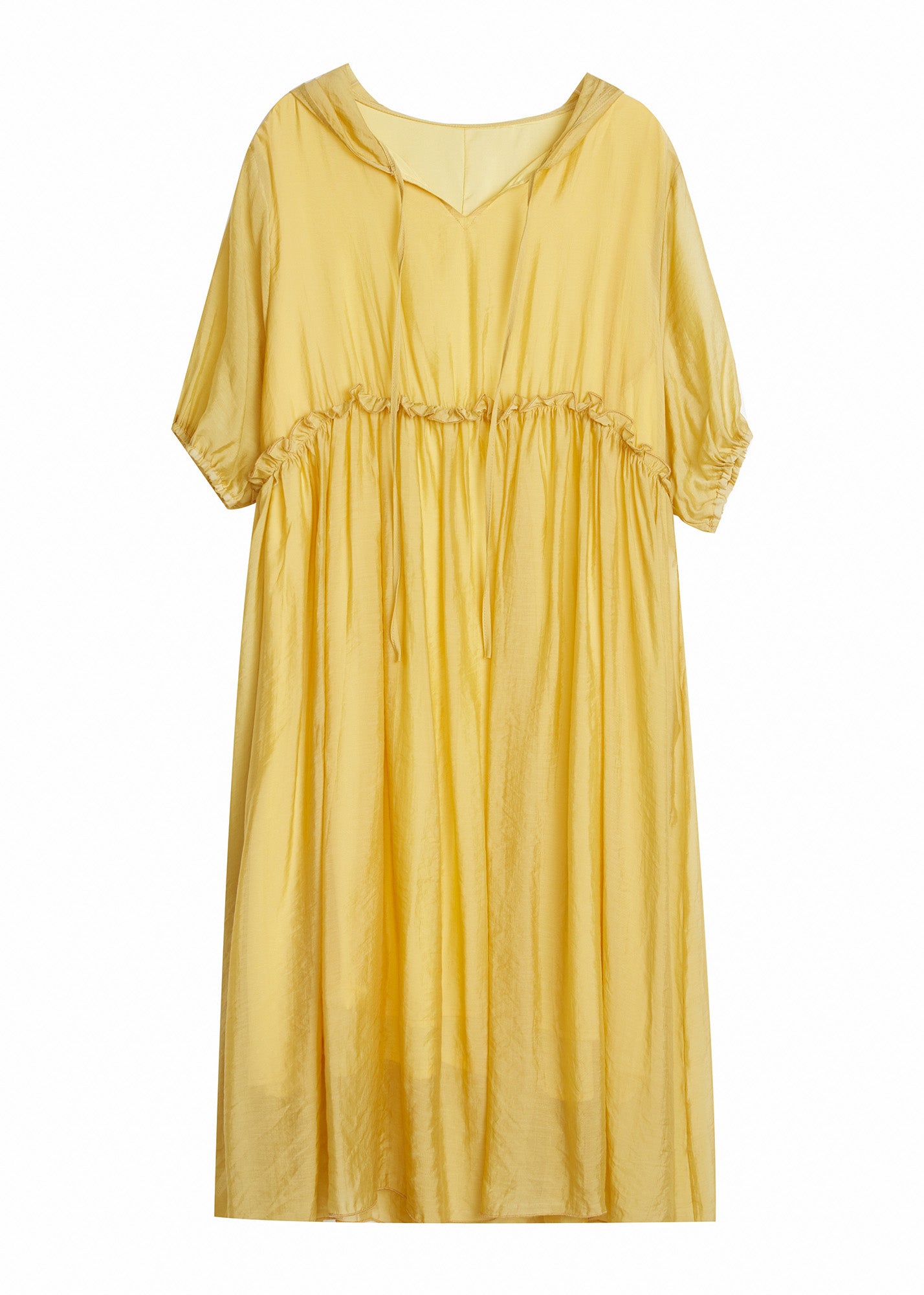 Yellow V Neck Patchwork Maxi Dress Summer Ac2091