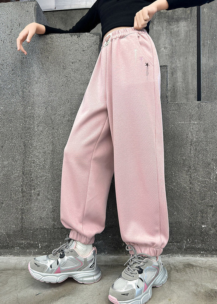 Brief Pink Patchwork High Waist Beam Pants Tv010