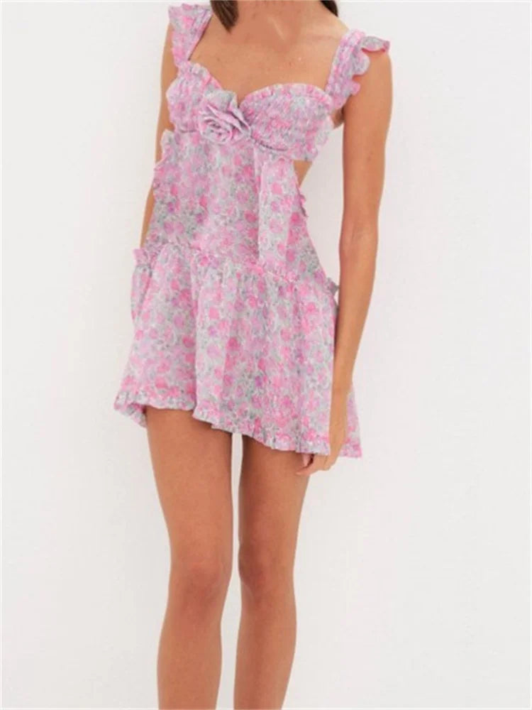 Exquisite 3d Flowers Patchwork Mini Dresses