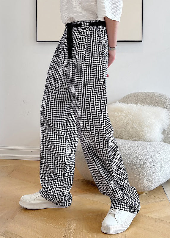 Plaid Cotton Clothing Black Oversized Pants