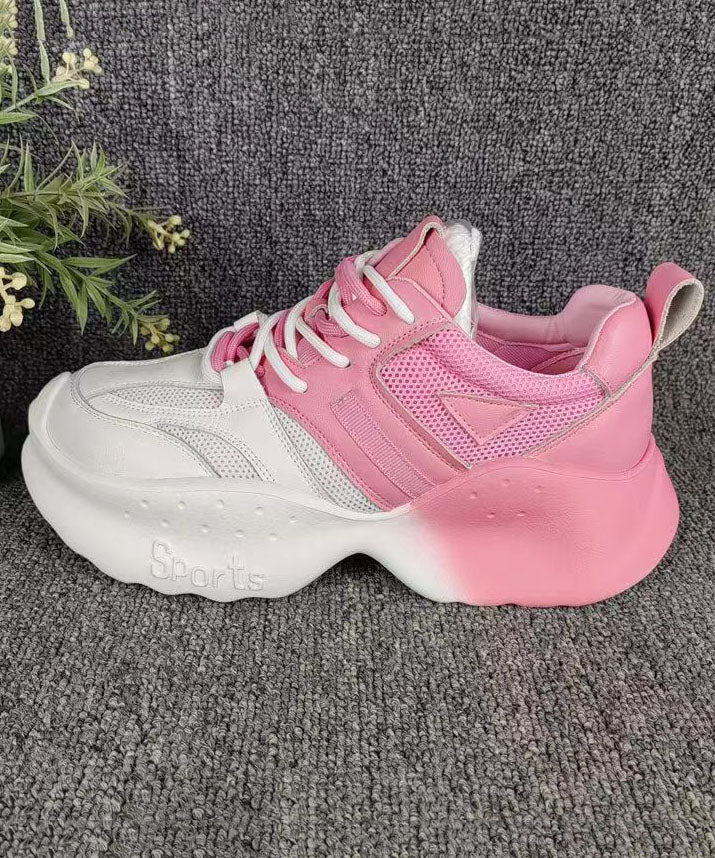 Comfy Gradient Pink Breathable Mesh Platform Sport Shoes Dd1005