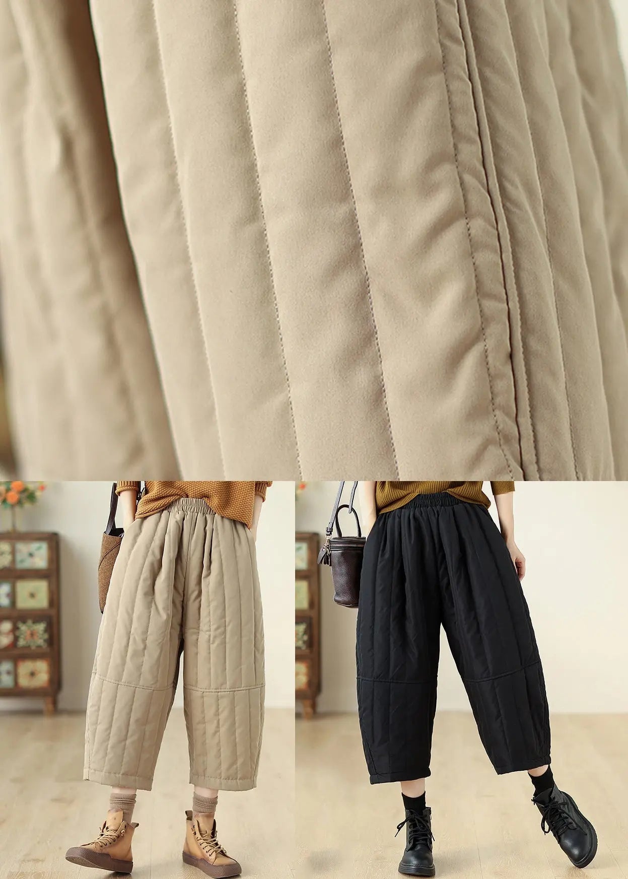 Fine Cotton Filled Crop Pants