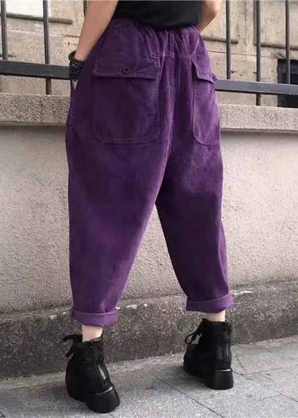 Elastic Waist Corduroy Pants