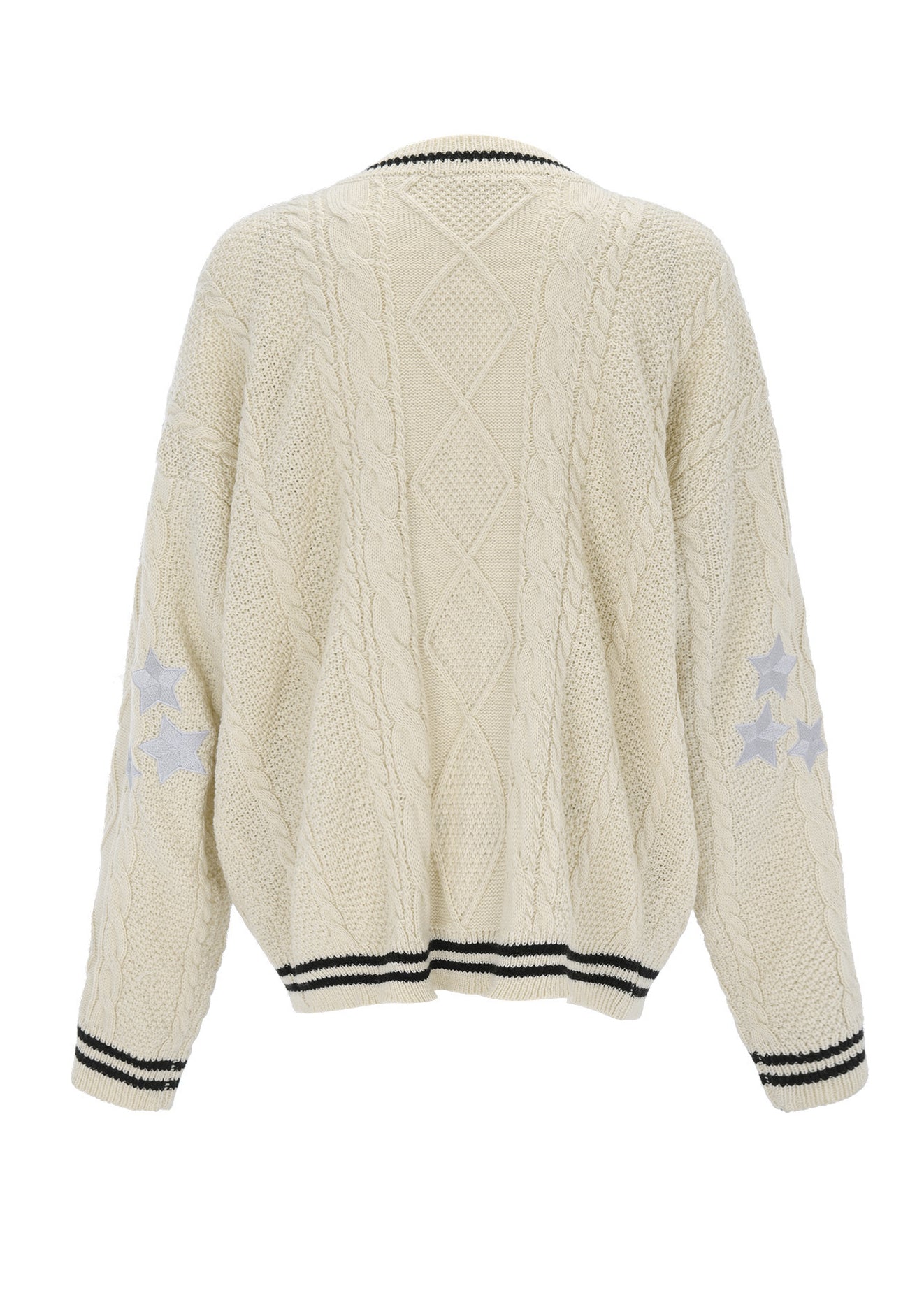 White V Neck Embroidered Knit Cardigan Fall Qy018