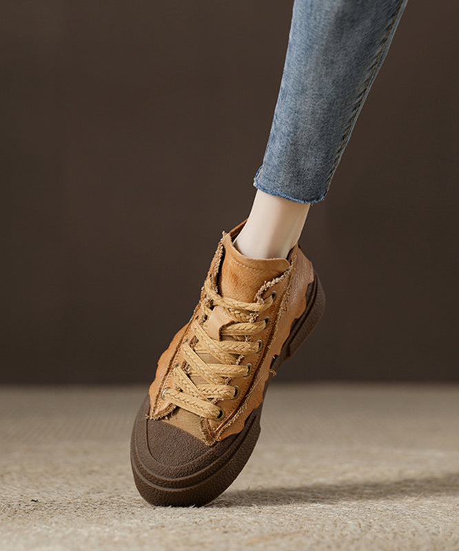Yellow Splicing Platform Flats Shoes Jj012