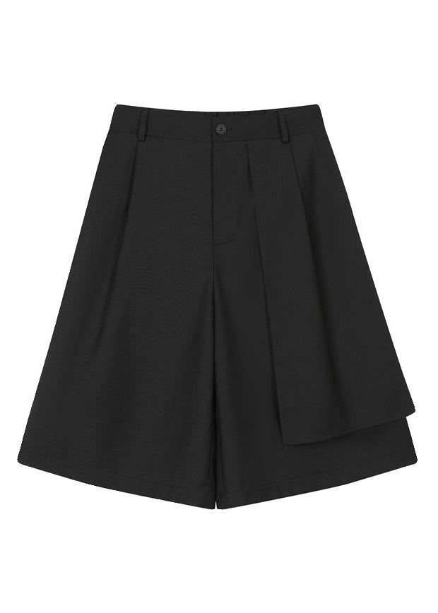 Black Asymmetrical Pockets Patchwork High Waist Pants Yt002