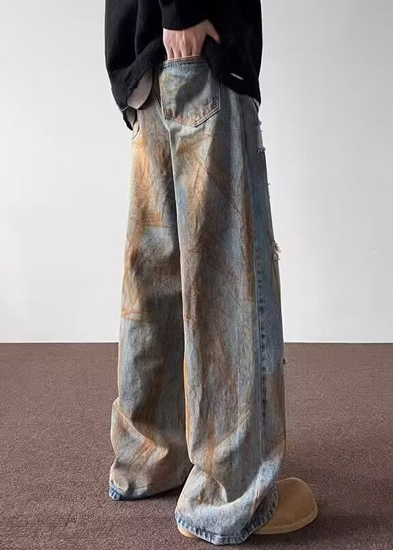 Denim Blue Patchwork Hole Pants Sa023